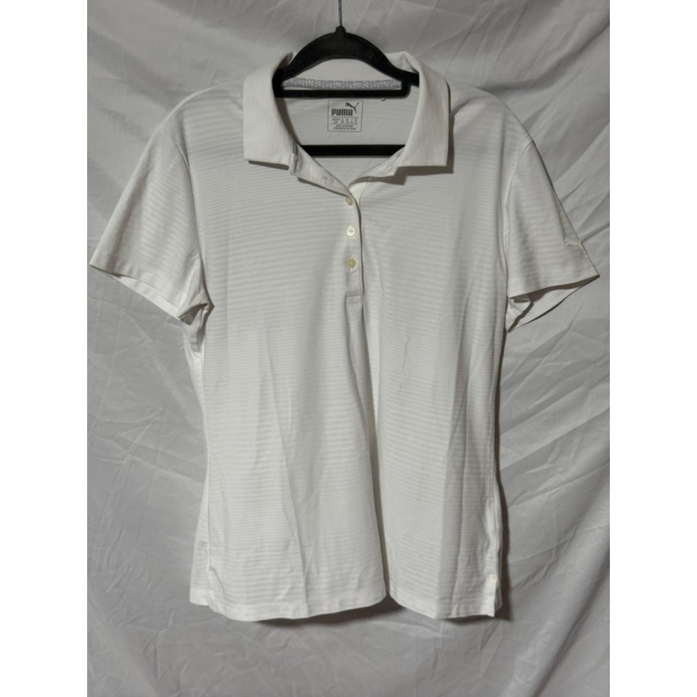 Women's Puma White Polo Shirt Size L